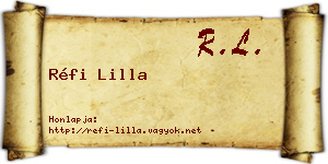 Réfi Lilla névjegykártya